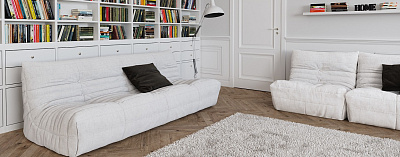 Все про ткань шенилл для дивана-15, Белый диван ДеФранс для гостиной